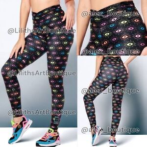 Zumba Lucky Eye Ruched Leggings Bold Black Multicolor Size S (E051)